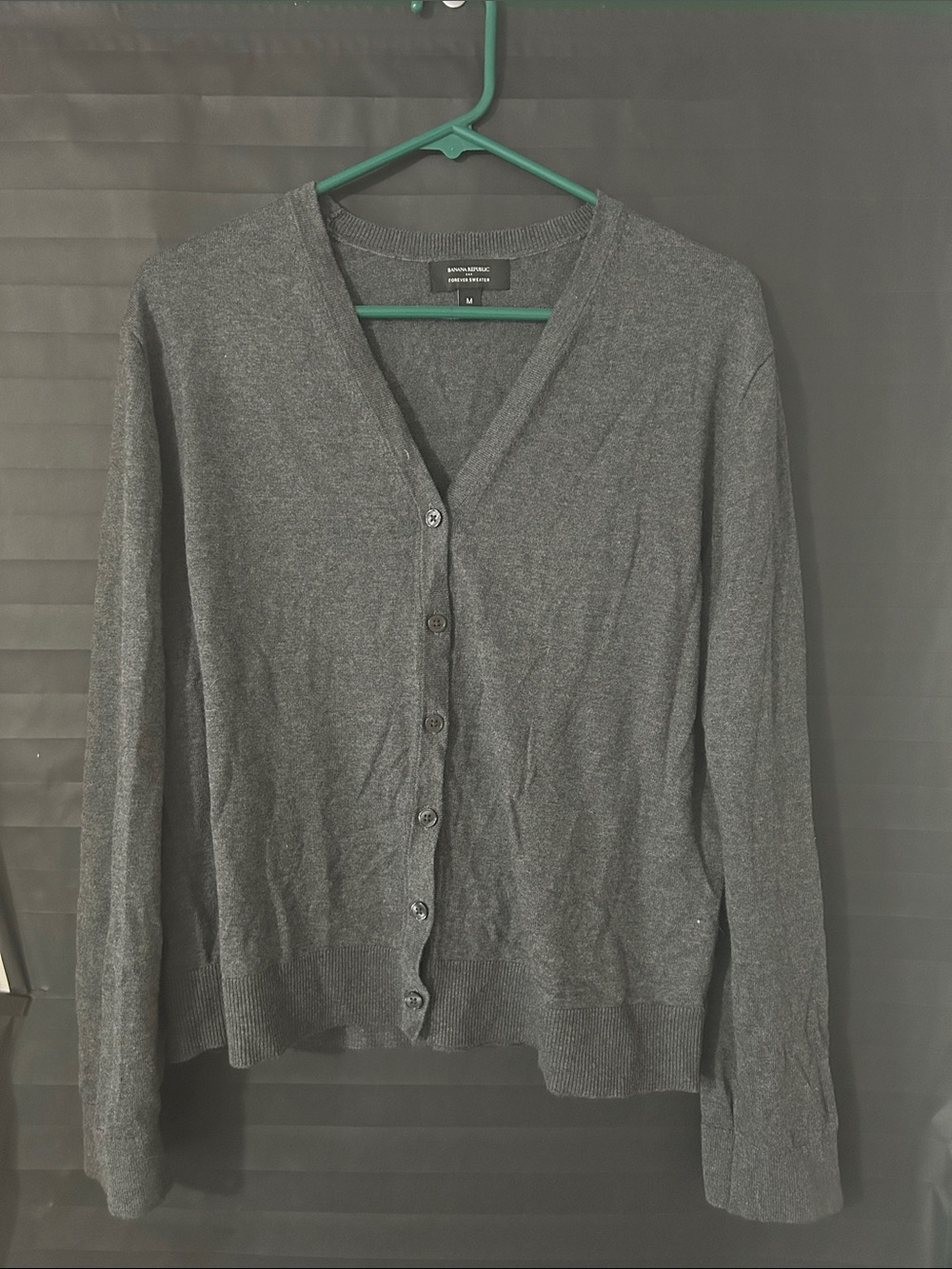 Banana Republic Charcoal Gray V-Neck Button-Front Cardigan